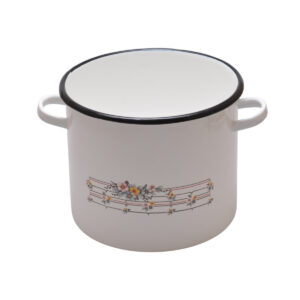 Pot with enamelled rim